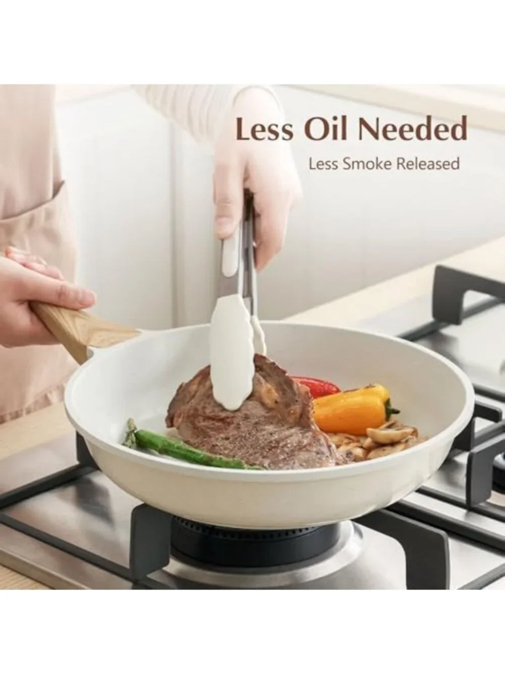 8-Inch Nonstick Ceramic Frying Pan with Lid - Safe, Eco-Friendly Cookware
